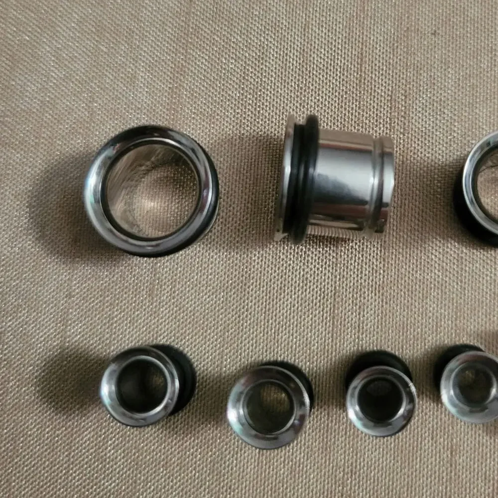 Stainless steel 14 - 00 gauge silver taper and tunnel ear lobe stretching set